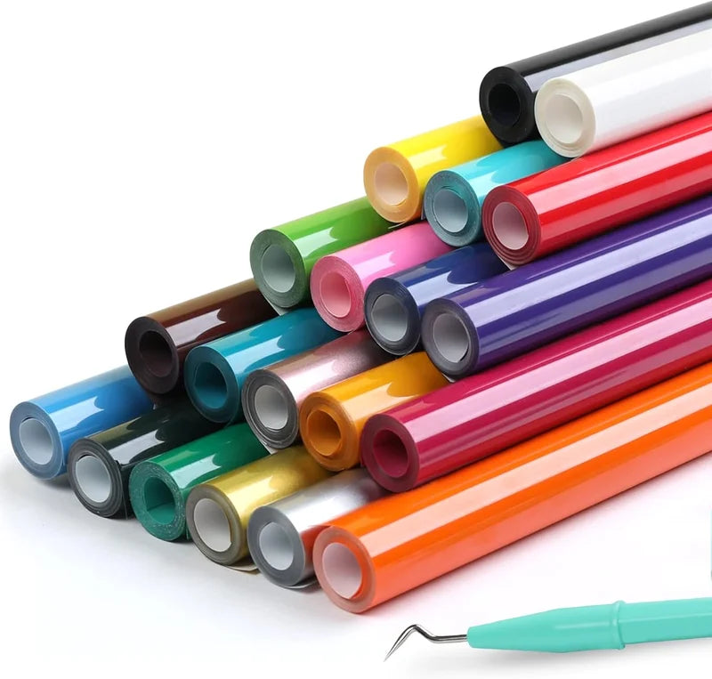 Heat Transfer Vinyl Bundle for T-Shirts - 20/14 Rolls, 12" x 3ft, Vivid Colors