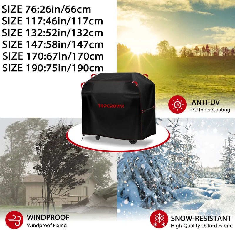 Outdoor Grill Cover Waterproof UV-Resistant 420D Oxford Windproof with Adjustable Straps