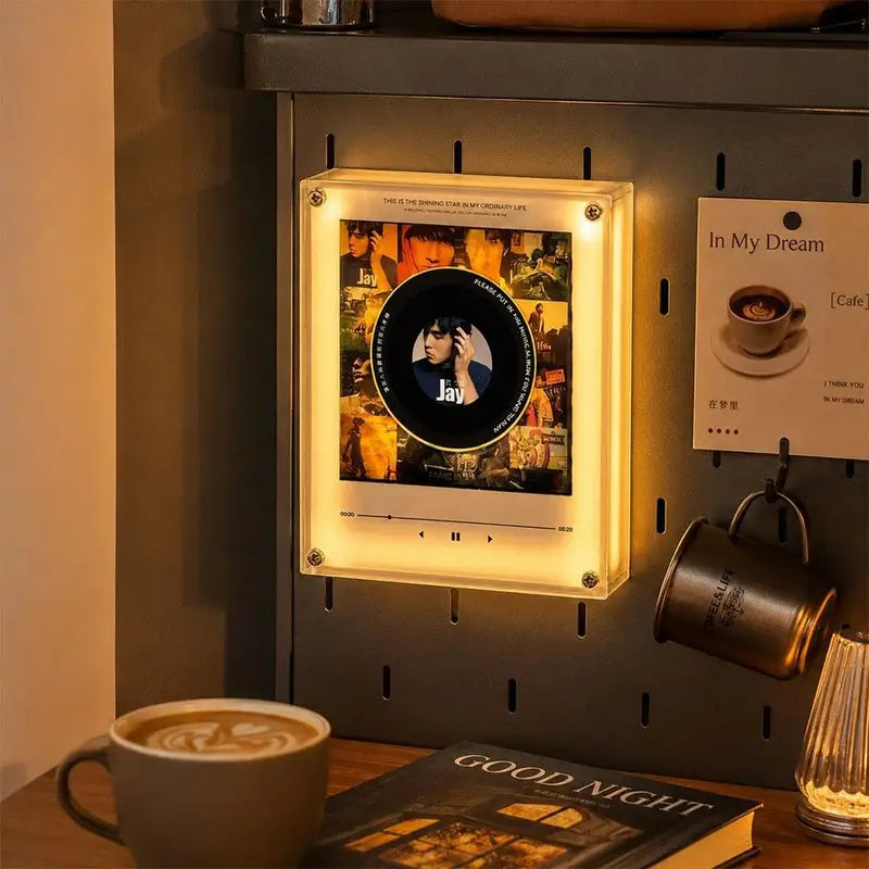 NFC Music Player Night Light with Acrylic Design - Magnetic Fridge Light & Desk Decor