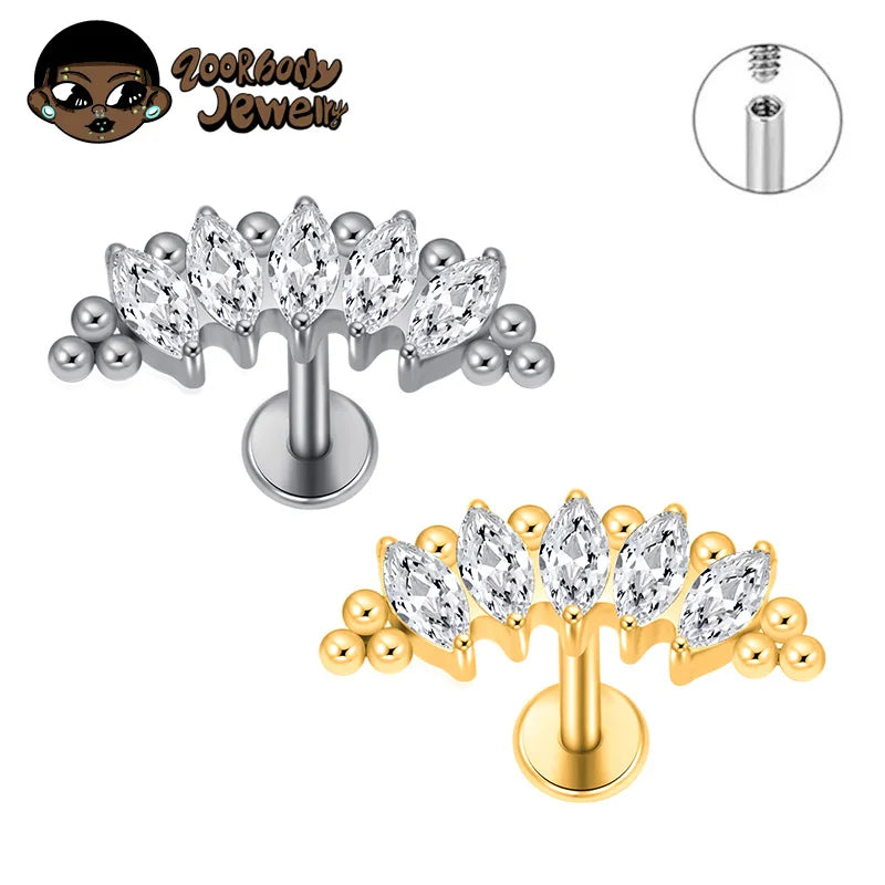 Titanium Beads Marquise Lotus Cartilage Earring Lip Piercing Body Jewelry