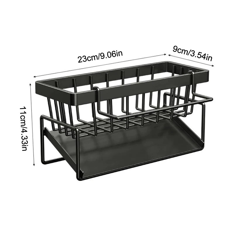Stainless Steel Kitchen Sink Drain Rack with Drainage System - Multi-Functional Bathroom & Kitchen Organizer