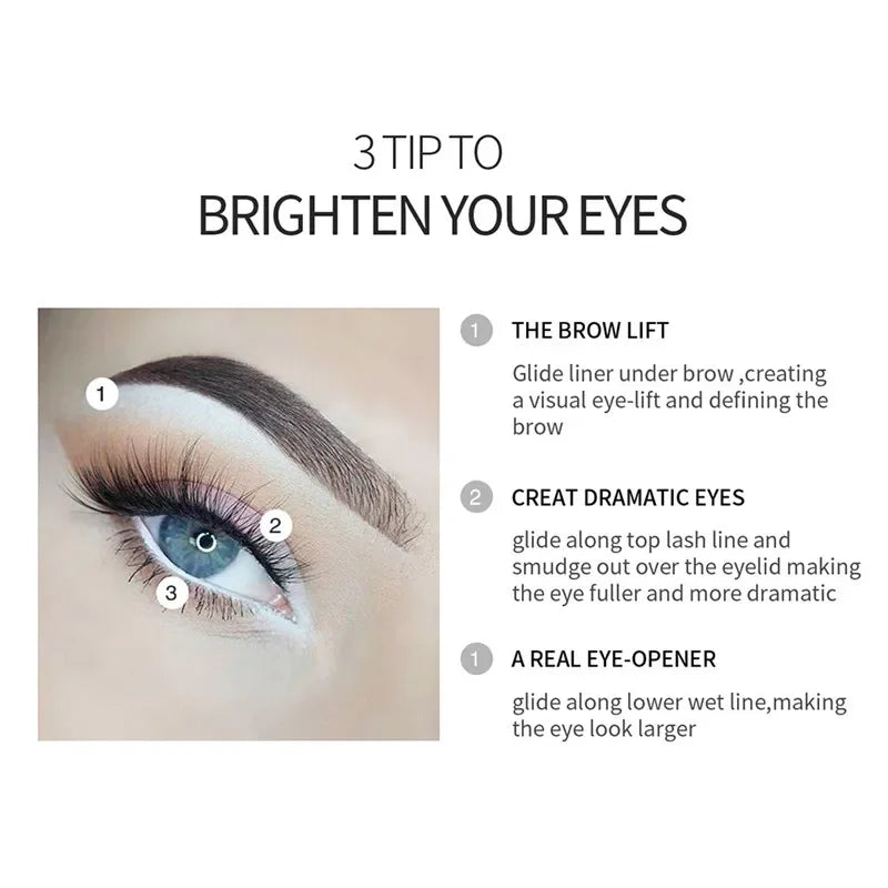 White Waterproof Eyeliner Pencil for Brightening and Eye Definition - Soft & Long-Lasting Makeup Tool