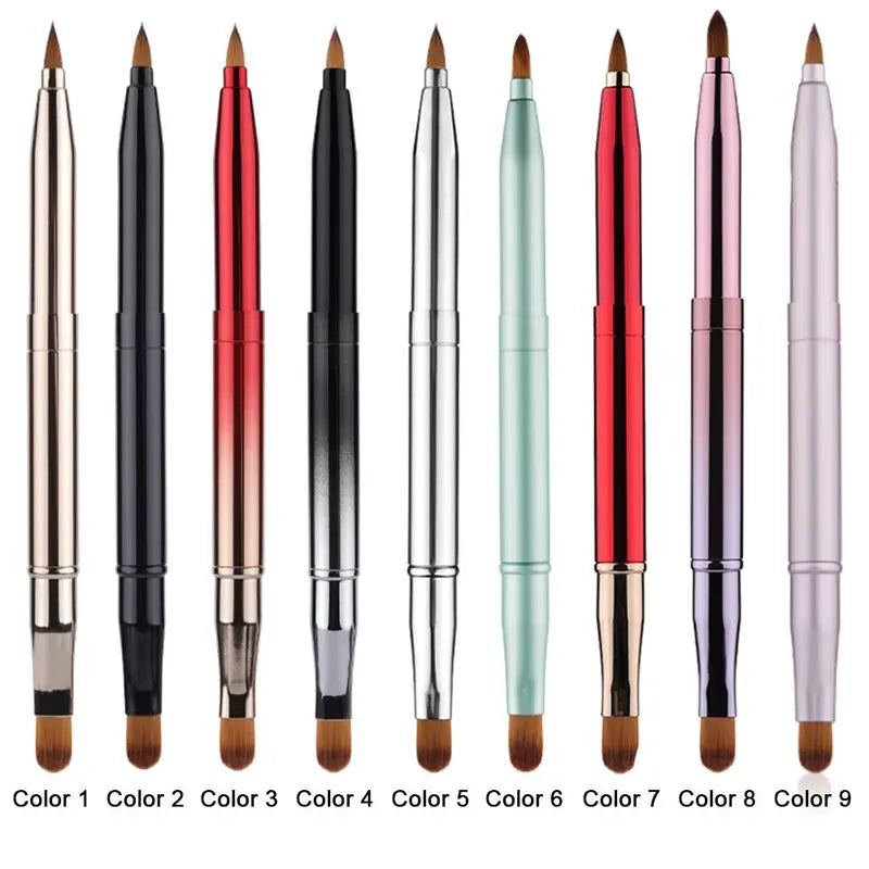 Double Head Lipstick Applicator Brush Set - Retractable Cosmetic Lip Gloss Wand