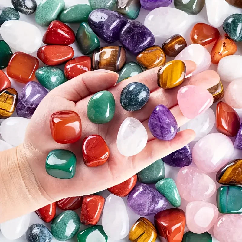 Natural Tumbled Stones & Crystal Mix - Decorative Gems for Jewelry & Crafts