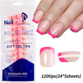 120Pcs Short Square Coffin Fake Nail Tips - Glossy Full Cover False Nails