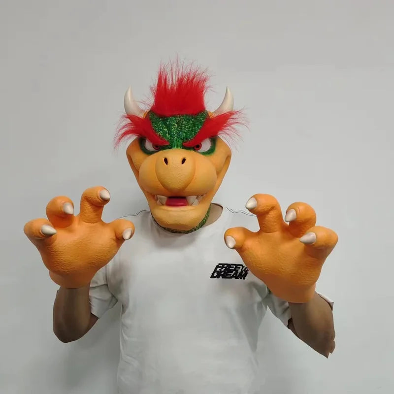 Anime Cartoon Bowser Cosplay Mask and Gloves Set for Halloween Costume Party