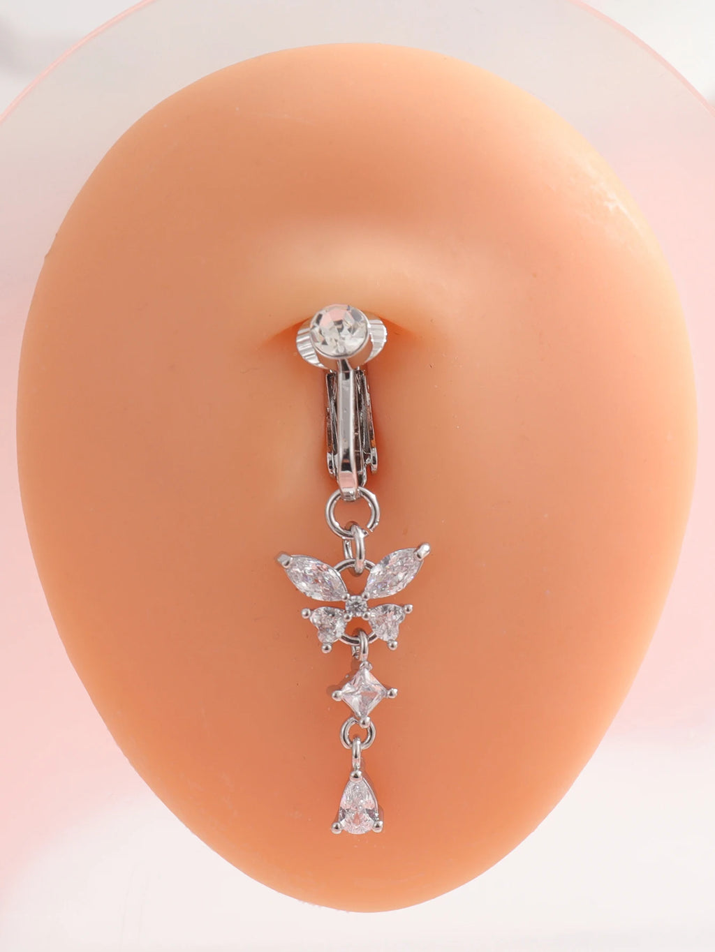 Non-Piercing Heart Butterfly Belly Button Clip-On Navel Ring - Multiple Colors