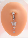 Non-Piercing Heart Butterfly Belly Button Clip-On Navel Ring - Multiple Colors