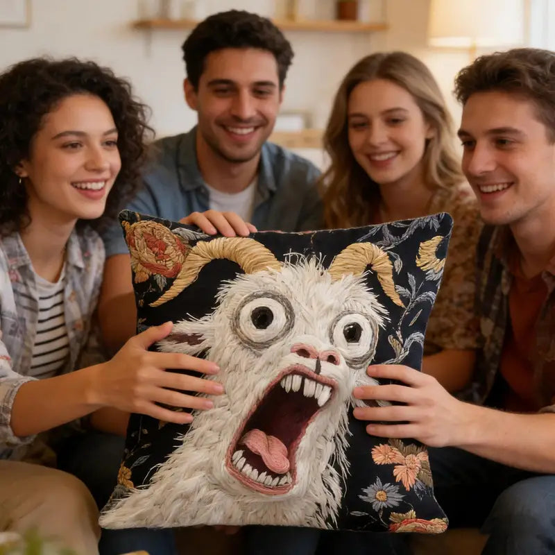 Screaming Goat Pillow Cover 45x45cm Soft Plush Decorative Throw Pillow Case for Sofa