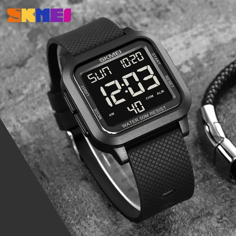 Digital Sport Wristwatch Men Waterproof Shockproof Alarm Countdown Military Watch