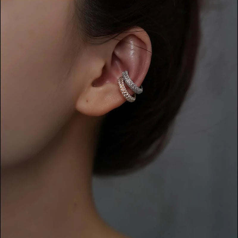 Cartilage Clip Earrings for Women Geometric Zirconia No Piercing Jewelry Gold Silver