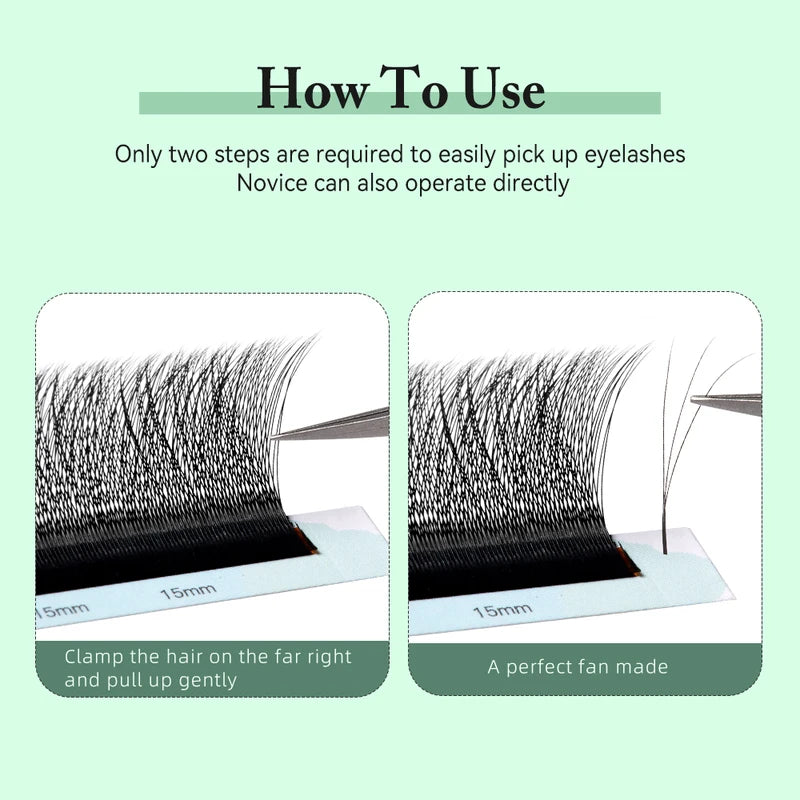 3D Lash Extensions - Small Spacing W Shape False Eyelash Fans for Natural Volume