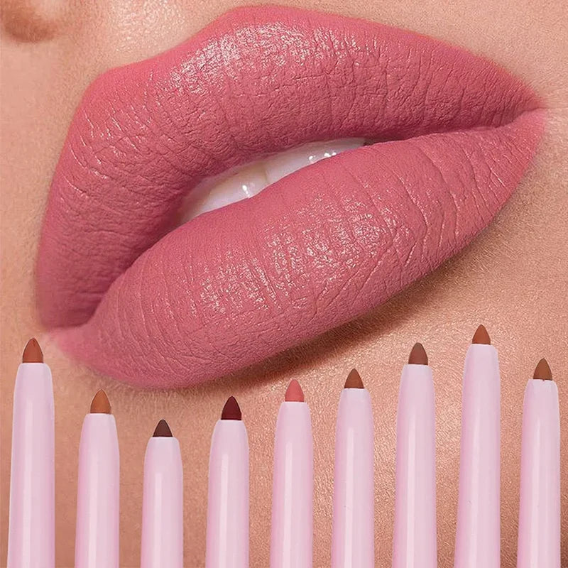 Waterproof Matte Lip Liner Set - 15 Colorful Long Lasting Makeup Pencil