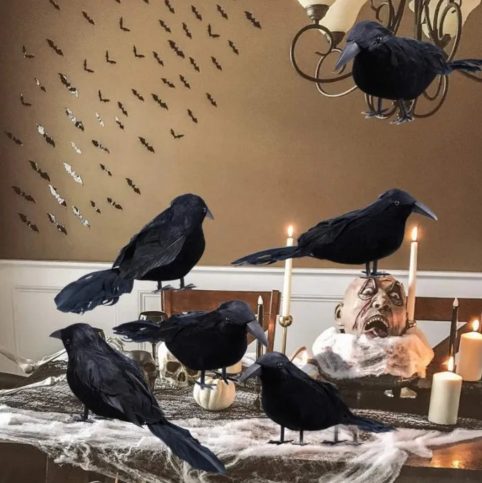 Realistic Artificial Crow Party Decorations 6pcs Halloween Horror Props