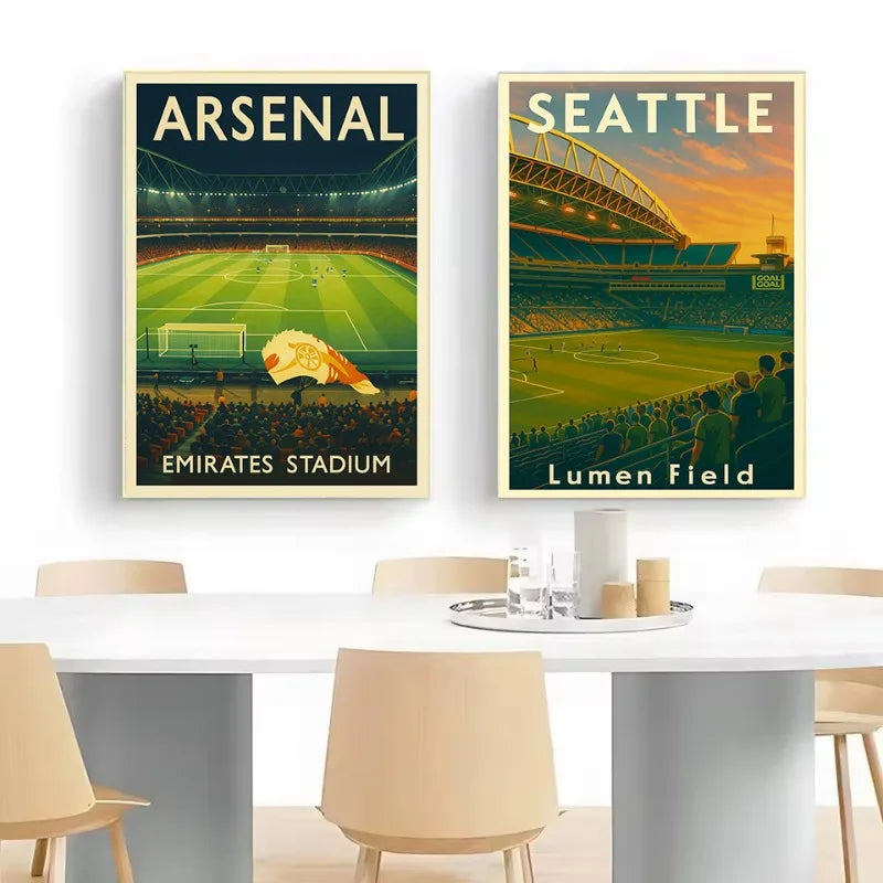 Football Field Canvas Wall Art - Sports Venue Poster for Living Room & Home Decor