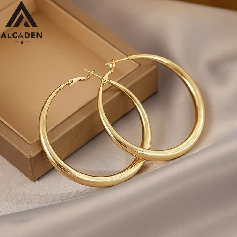Big Circle Hoop Earrings for Women - Exaggerated C-Shaped Metal Jewelry