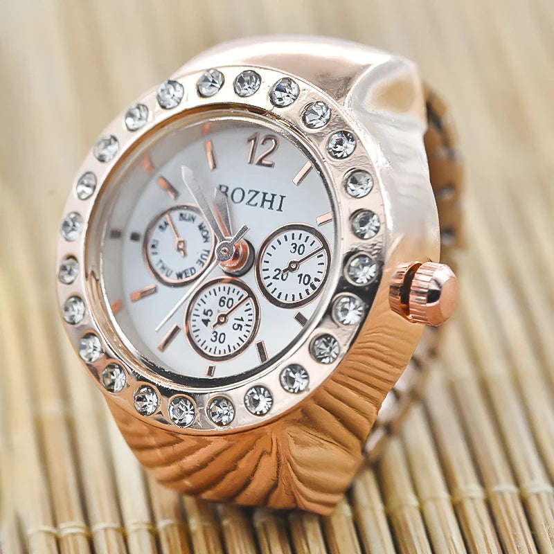 Creative Diamond Ring Watch for Men & Women - Couple Jewelry, Alloy Shell, Round Dial
