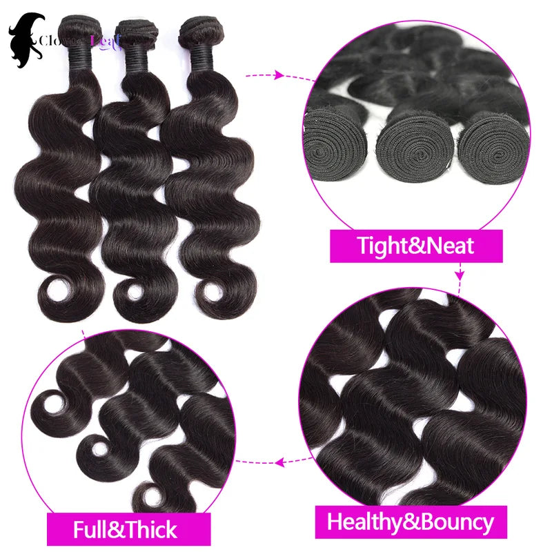 24 Inch Body Wave Human Hair Bundles - Brazilian Remy Virgin Hair Extensions - No Tangle or Shedding