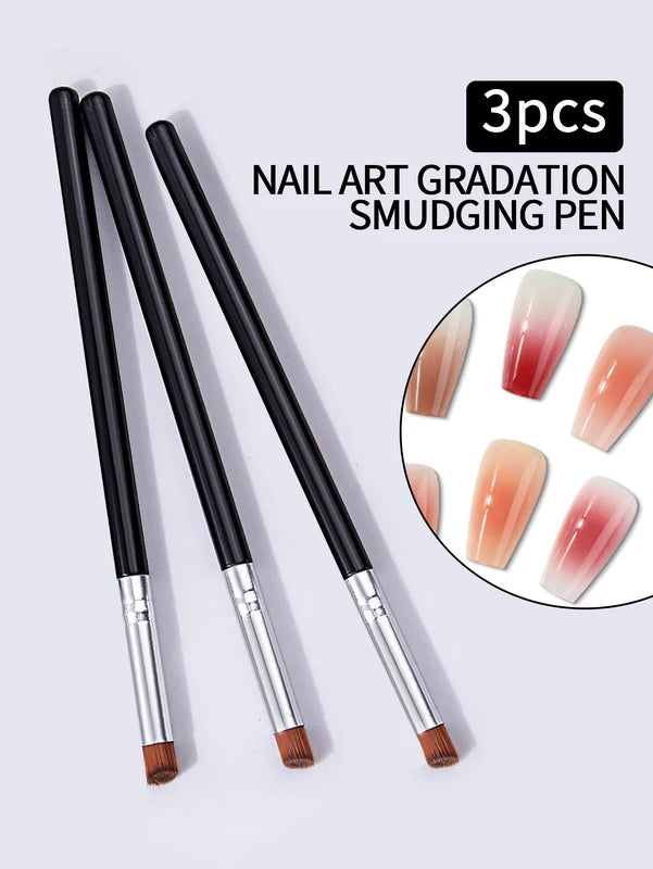 Gradient Smudge Nail Art Brush Set for Manicure UV Gel Polish Draw Paint