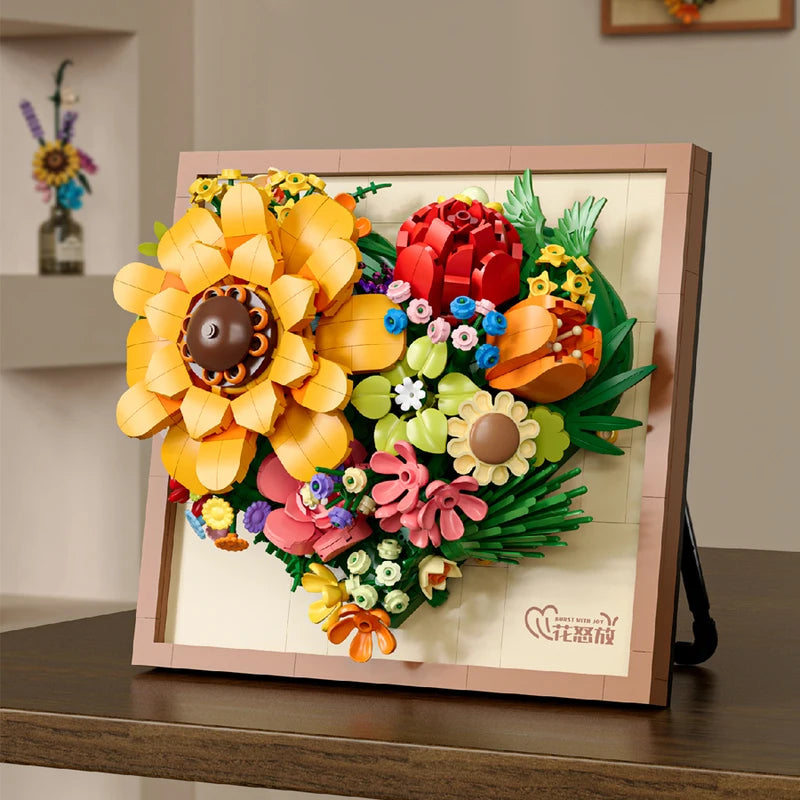 DIY 3D Picture Frame Building Blocks Flowers for Home Decor & Gifts