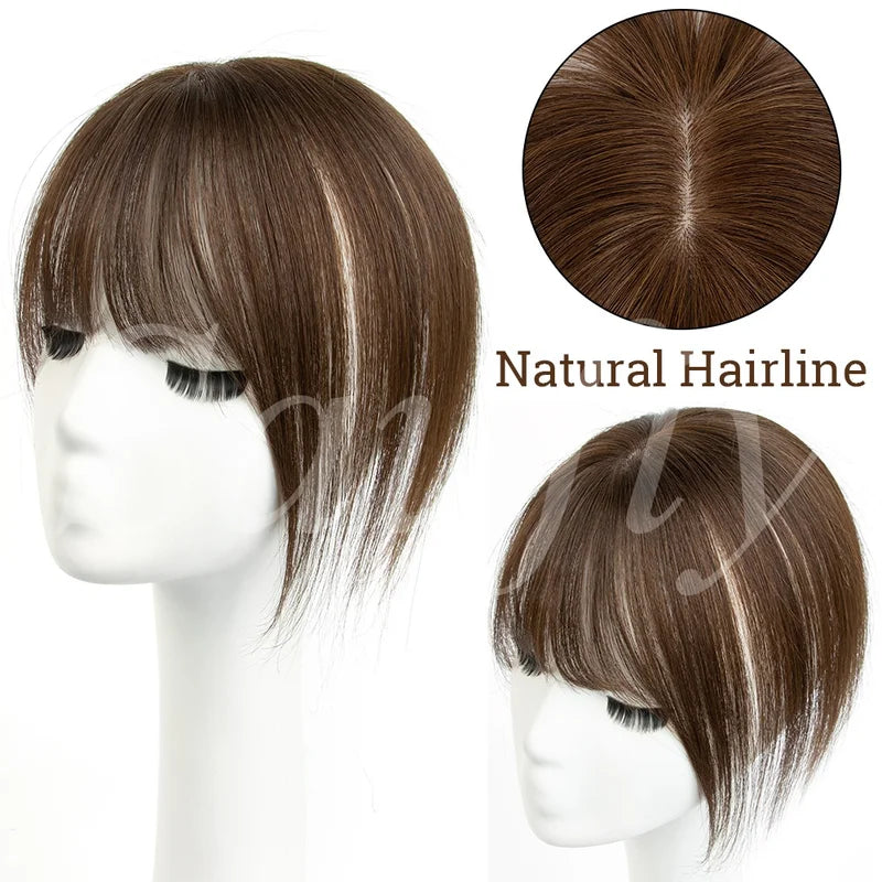 Human Hair Toppers for Women - Clip-In Volumizer & Thinning Hair Cover, 8-14 Inch Options