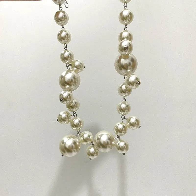 Imitation Pearl Necklace for Women Big Beads Choker Bridal Party Jewelry