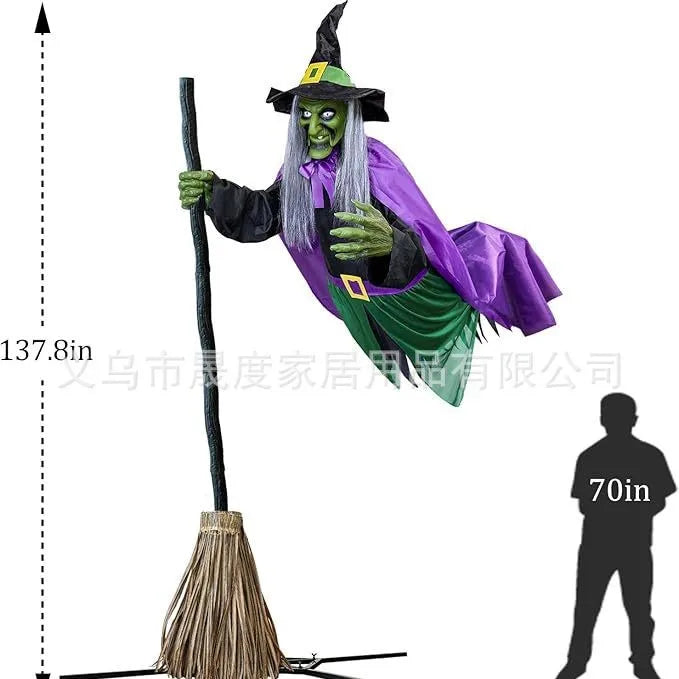 Outdoor Animated Witch Halloween Decoration - Horror Witch for Yard & Garden