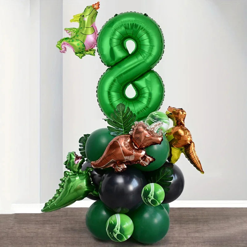 25Pcs 32 Inch Green Dinosaur Foil Balloons for Birthday Party Decorations