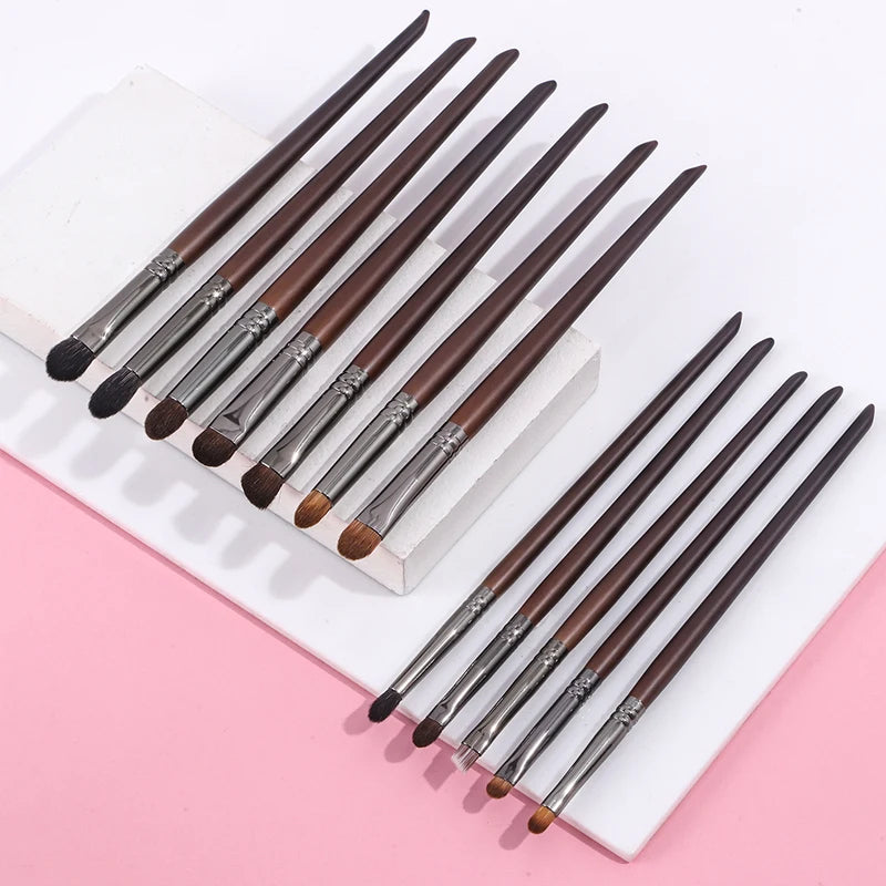 Professional Makeup Brush Set for Eyes and Face - 9/12 Pcs Natural & Synthetic Bristles