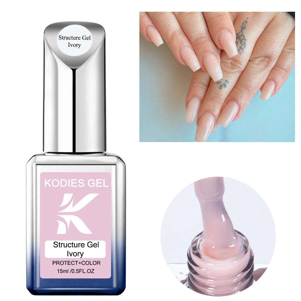 Rubber Base Gel Nail Polish - Ivory Beige Semi-Permanent UV/LED Nail Art
