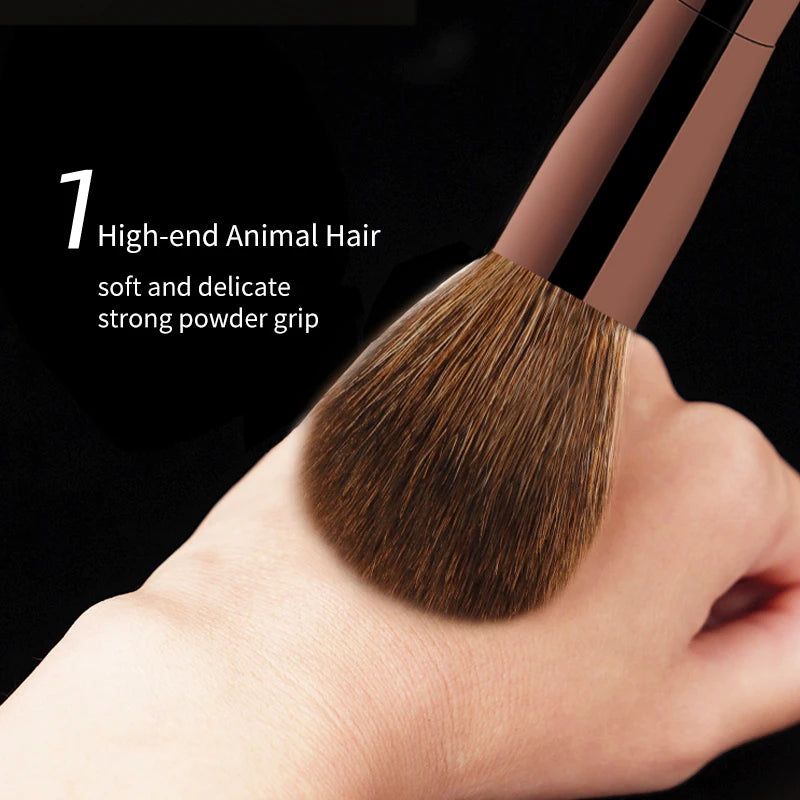 Mini Portable Makeup Brush Set - 7 Soft Animal Hair Brushes for Face Eyeshadow Blush Powder