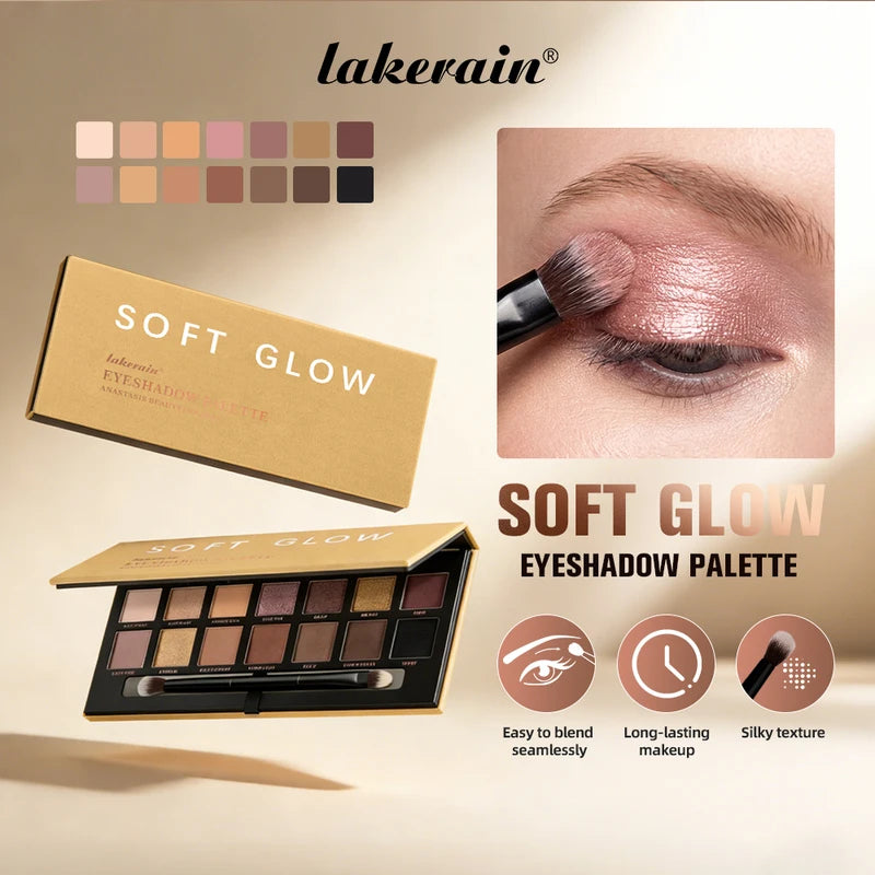 14-Color Soft Glow Eyeshadow Palette with Matte & Shimmer Shades - Long Lasting Natural Eye Makeup