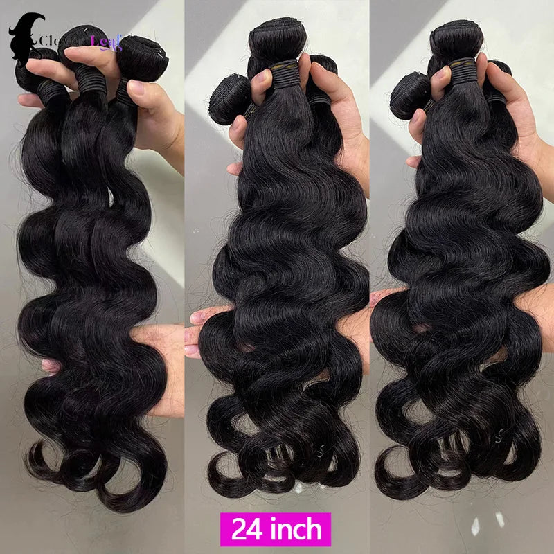24 Inch Body Wave Human Hair Bundles - Brazilian Remy Virgin Hair Extensions - No Tangle or Shedding