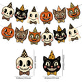 Halloween Banner Spooky Pumpkin Ghost Witch Black Cat Bunting - Holiday Home Decorations