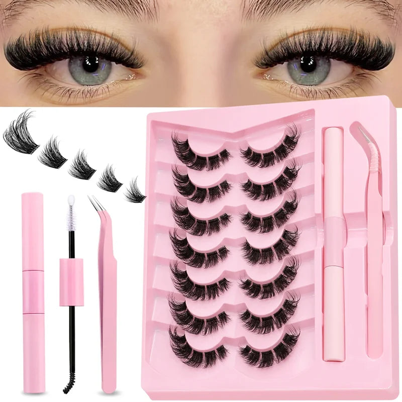 DIY Cat Eye Fluffy Eyelash Kit with Lash Bond & Seal - Multiple Colors