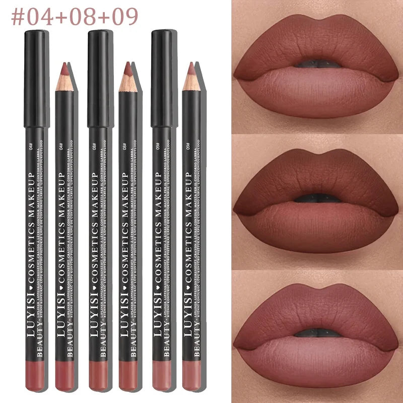 Long Lasting Matte Lip Liners Set Waterproof Velvet Lip Pencils Natural Lip Shaping