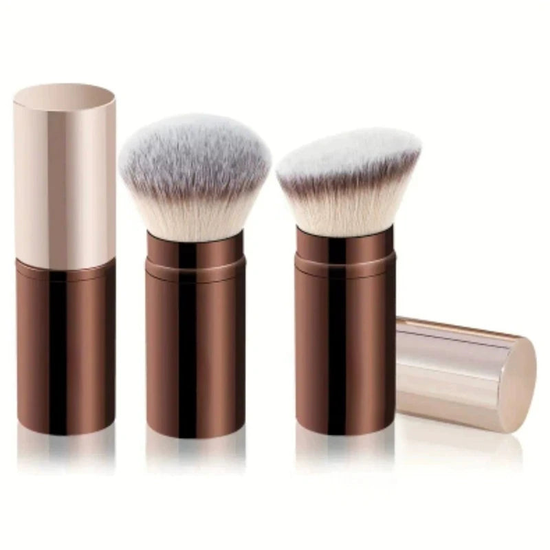 Portable Foundation Makeup Brush Set with Retractable Lid - Face Concealer Blush Tools