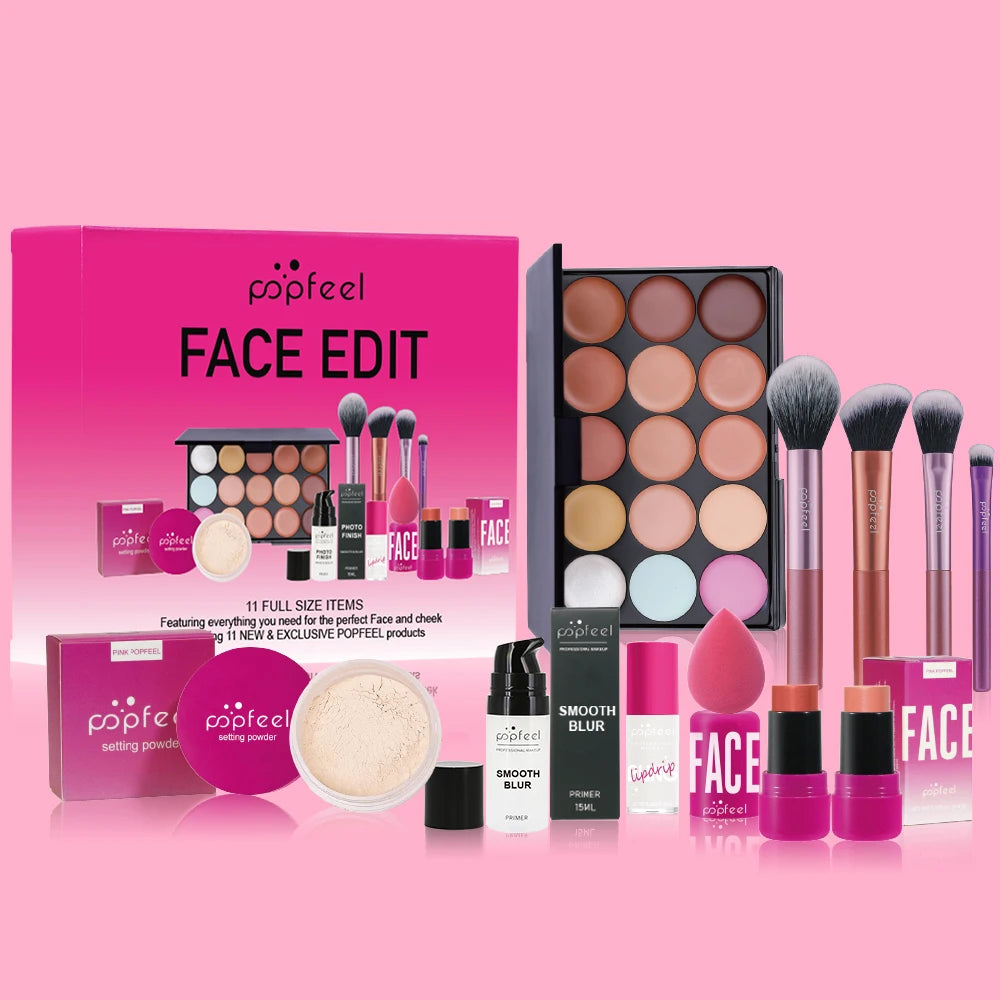 All-in-One Makeup Kit Waterproof Sweatproof Face Foundation Concealer Primer Blush