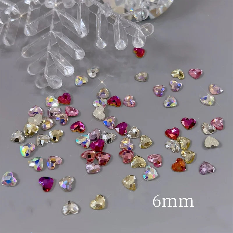 20pcs Colorful Heart Star Zircon Nail Charms Rhinestones 3D Kawaii Nail Art Decorations