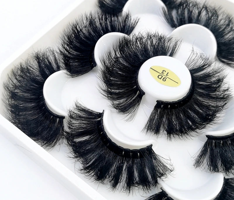 Full Strip Mink Lashes 25mm Wispy Thick Natural False Eyelash Sets