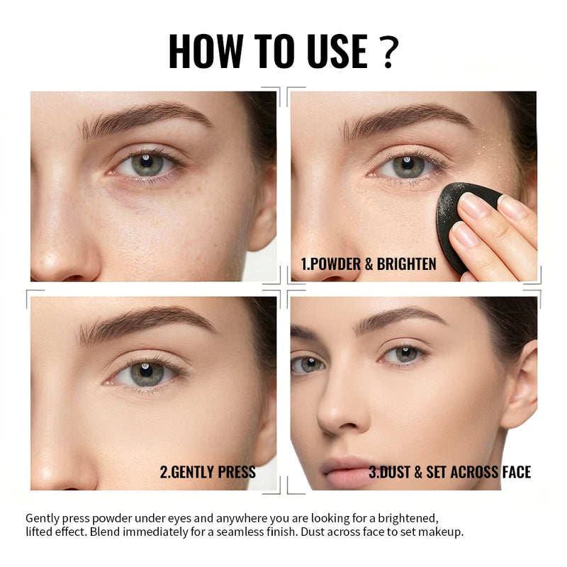 Matte Full Coverage Pressed Powder Foundation with Puff - Waterproof 24H Oil Control
