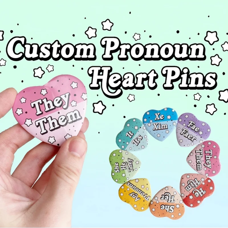 Customized Heart-Shaped Badge Pins with Logo and Text Personalization Gift for Kids & Loved Ones