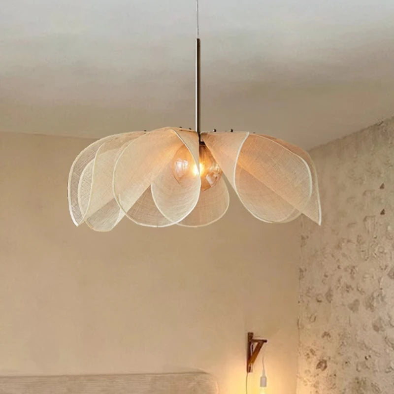 Wabi Sabi Fabric Pendant Light Ceiling Hanging Lamp Modern Chandelier for Living Room Dining Room Kitchen Home Decor