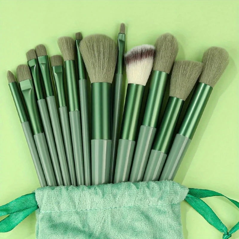 13-Piece Portable Makeup Brush Set with Storage Bag - Super Soft & Travel-Friendly
