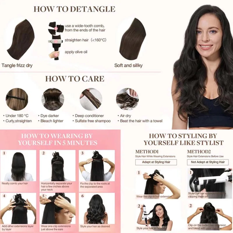 Clip In Body Wave Hair Extensions - Unprocessed Human Hair, 16-22 Inches, 120g