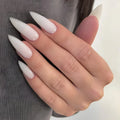 24Pcs Solid Color False Nail Set with Cats Eye Design, Long Stiletto Press-On Tips