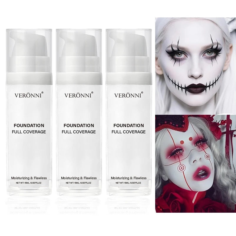 White Liquid Foundation for Cosplay & Special Effects - Full Coverage, Buildable, Long-Wear