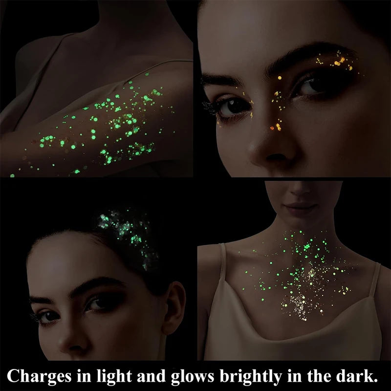 UV Glow Glitter Gel for Face & Body - Waterproof Long-Lasting Festival Makeup