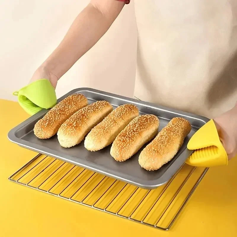 Silicone Oven Mitts 2-Pack Heat-Resistant Microwave Gloves Kitchen Heat Insulation