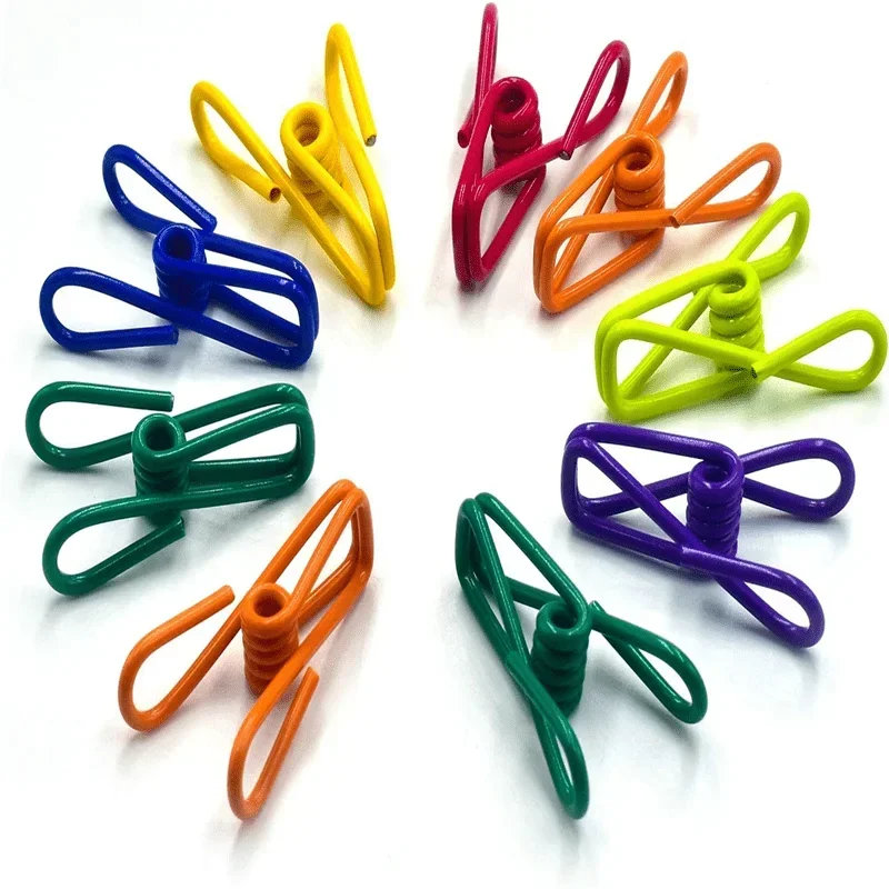 10-100Pcs Multi-Purpose Steel Chip Clips PVC-Coated Food & Clothes Clamp